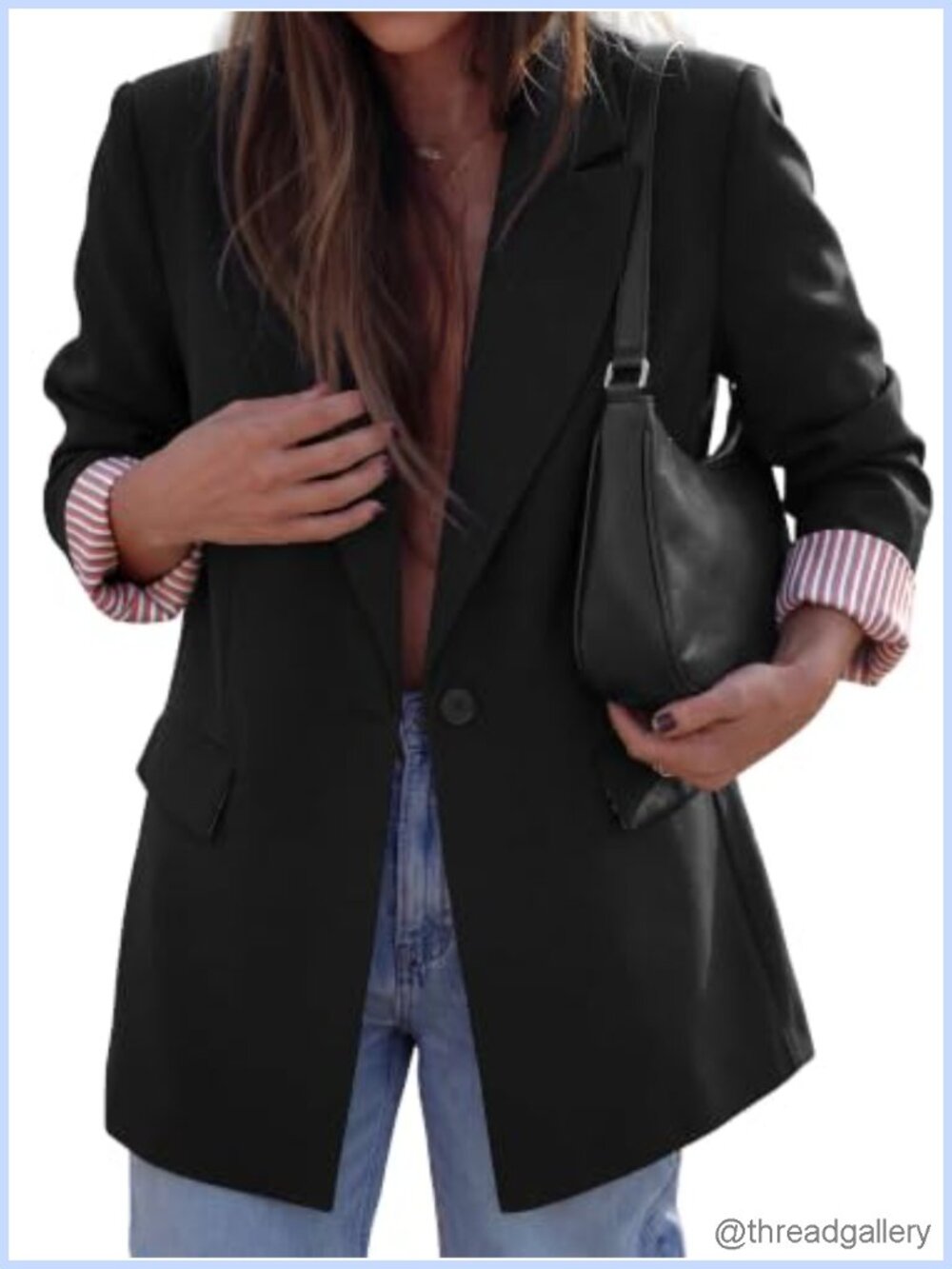 Womens Lightweight Polyester Blazer Business Casual Layered Look